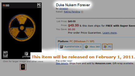 Duke Nukem Forever fissato per l'1 febbraio 2011