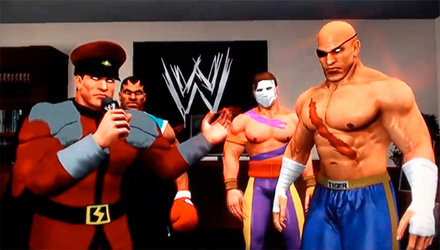 Il cast di Street Fighter sul ring di WWE Smackdown vs. Raw 2011