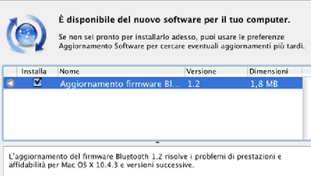 Aggiornamento firmware Bluetooth