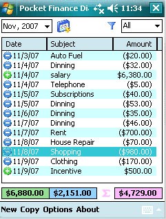 Pocket Finance Diary: finance management su Windows Mobile