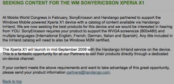 Sony Xperia X1 in arrivo a Settembre