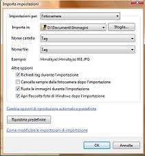Importare le foto da una fotocamera digitale con Vista