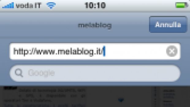 iPhone 2.0 permette di digitare URL più velocemente