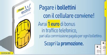 PosteMobile: bonus per i pagamenti dei bollettini