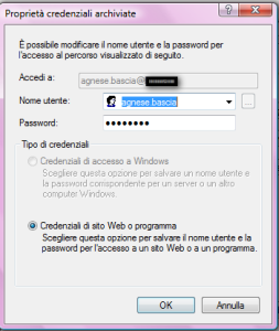 Gestione delle password di rete in Windows Vista