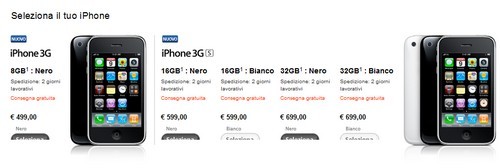 iPhone 3G e 3G S in vendita su Apple Store