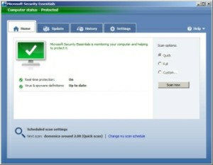 Microsoft Security Essentials Beta, immagini