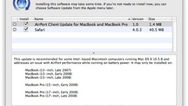 Aggiornamento Airport per MacBook e Macbook Pro