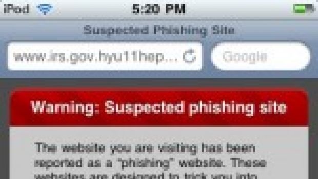 Impostare il filtro anti-phishing su iPhone 3.1