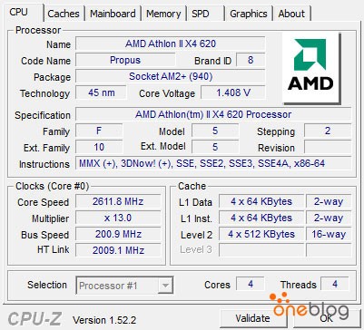 Test di un AMD Athlon II X4 620