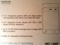 Nokia N87 12MP, un'anteprima della scheda tecnica