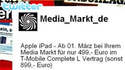 Media Markt svela il prezzo dell'iPad?