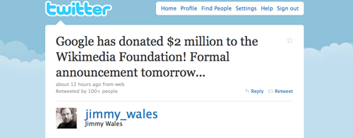 Wikimedia riceve da Google una donazione di 2 milioni di dollari