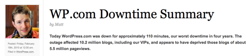Un blackout di quasi due ore per WordPress.com