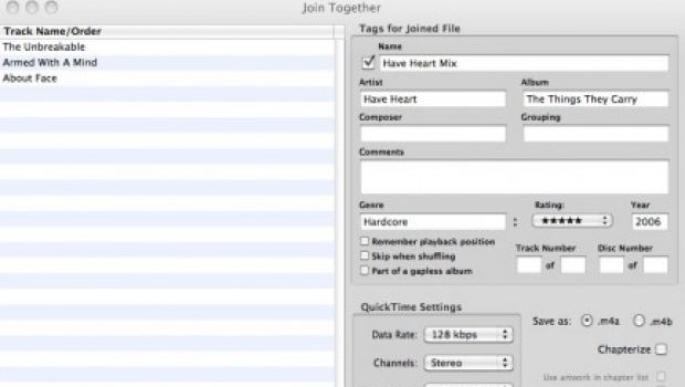 Join Together unisce le tracce musicali selezionate da iTunes