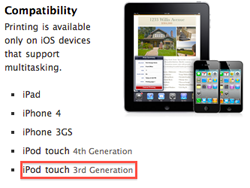 iPod Touch 2G e AirPrint: due realtà incompatibili
