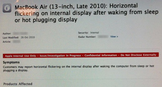 MacBook Air: Apple riconosce il bug del display