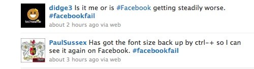 Facebook: i font piccoli non piacciono agli utenti