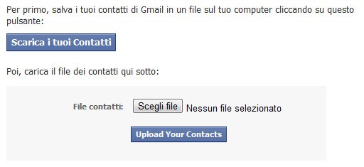 Import dei dati da Google a Facebook - Passaggio 2 Import dei dati da Google a Facebook - Passaggio 2