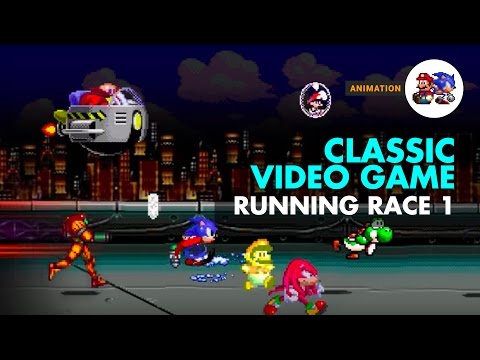 Classic video game characters in a race