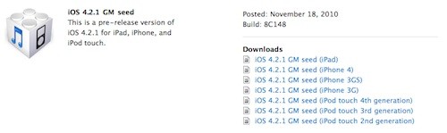 iOS 4.2 diventa 4.2.1 (aggiornato)