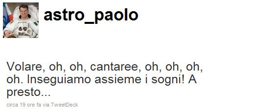 Paolo Nespoli su Twitter Paolo Nespoli su Twitter