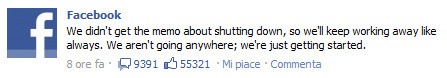 Facebook smentisce la chiusura Facebook smentisce la chiusura