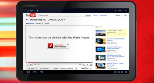 Arriva il Motorola Xoom, ma senza Flash