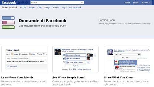 Arriva Domande di Facebook per fronteggiare Quora