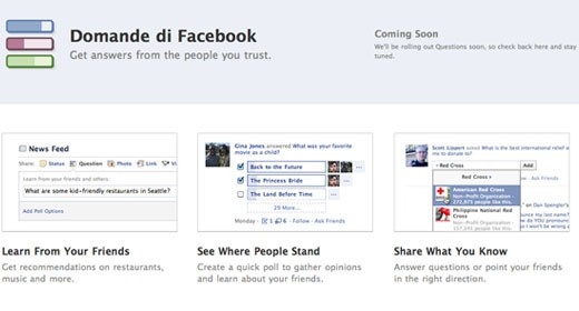 Facebook, le domande si fanno con Questions