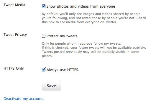 Impostazioni HTTPS su Twitter Impostazioni HTTPS su Twitter