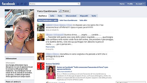 Yara Gambirasio, magistrati anche su Facebook