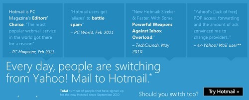 Microsoft offre Hotmail agli utenti di Yahoo