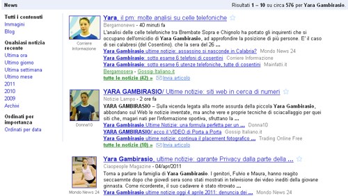 Yara Gambirasio è la più cercata su Google News