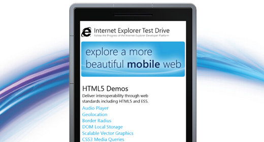 IE9 Mobile Test Drive in vista di Mango