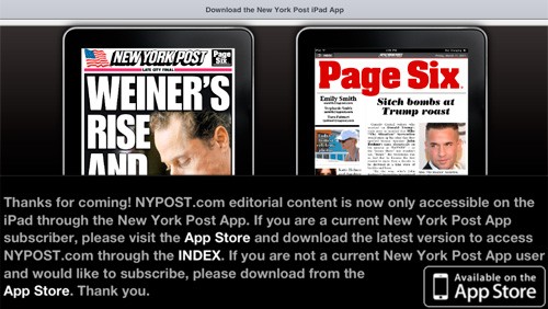 New York Post su iPad solo con l'app ufficiale
