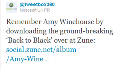 Microsoft sfrutta la morte di Amy Winehouse?
