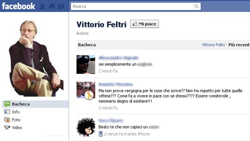 Vittorio Feltri preso di mira dal Web