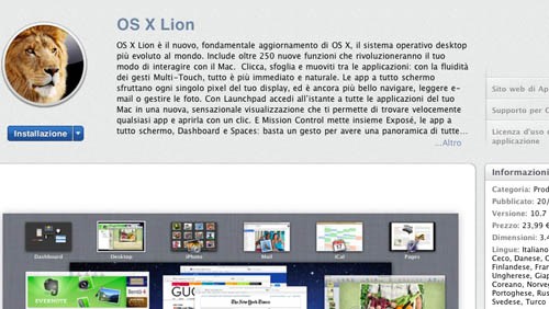OS X Lion disponibile per il download