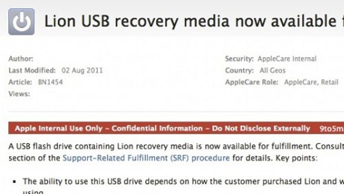 Pronta la chiavetta ufficiale di OS X Lion
