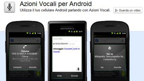 Azioni Vocali per Android anche in Italia
