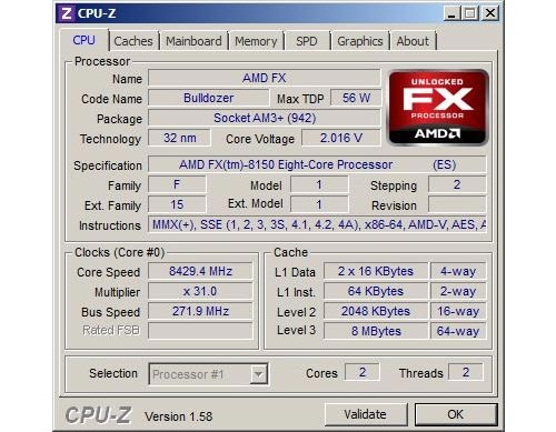 Record mondiale di overclock: AMD FX-8150 a 8.429 MHz