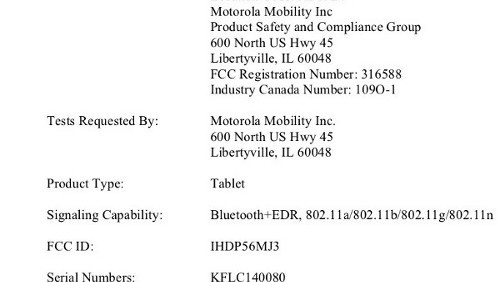 Motorola Xoom 2, ecco le specifiche tecniche