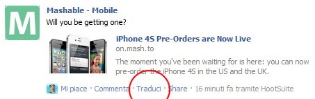 Traduzioni Bing su Facebook Traduzioni Bing su Facebook