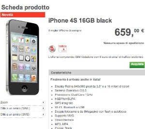 Apple iPhone 4S disponibile sullo store della Vodafone
