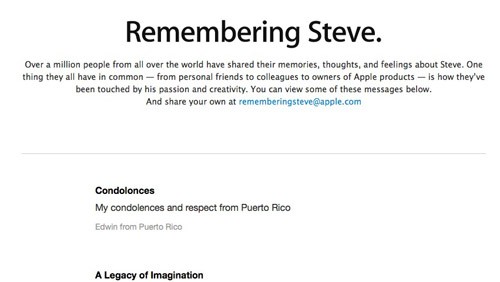 Steve Jobs, i messaggi degli utenti sul sito Apple