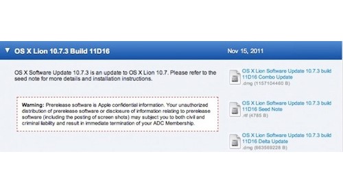 OS X Lion 10.7.3 disponibile per gli sviluppatori