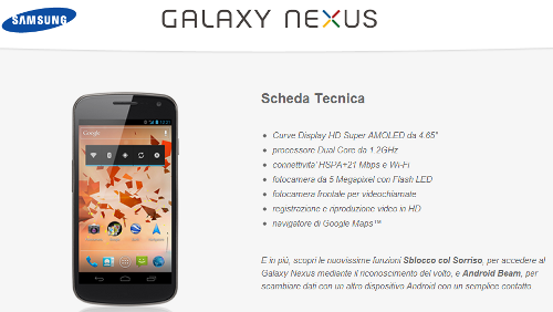 Samsung Galaxy Nexus in Italia il primo dicembre
