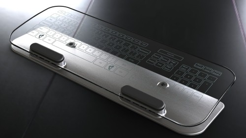 Multitouch su tastiera e mouse in vetro