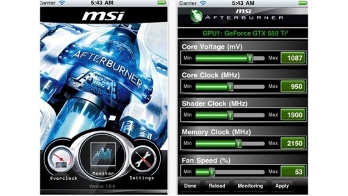 MSI Afterburner: overclock della GPU con iPhone e iPad
